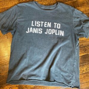 Retrobrand ‘Listen to Janis Joplin’ Distressed Cropped Rock Tee - Size Medium